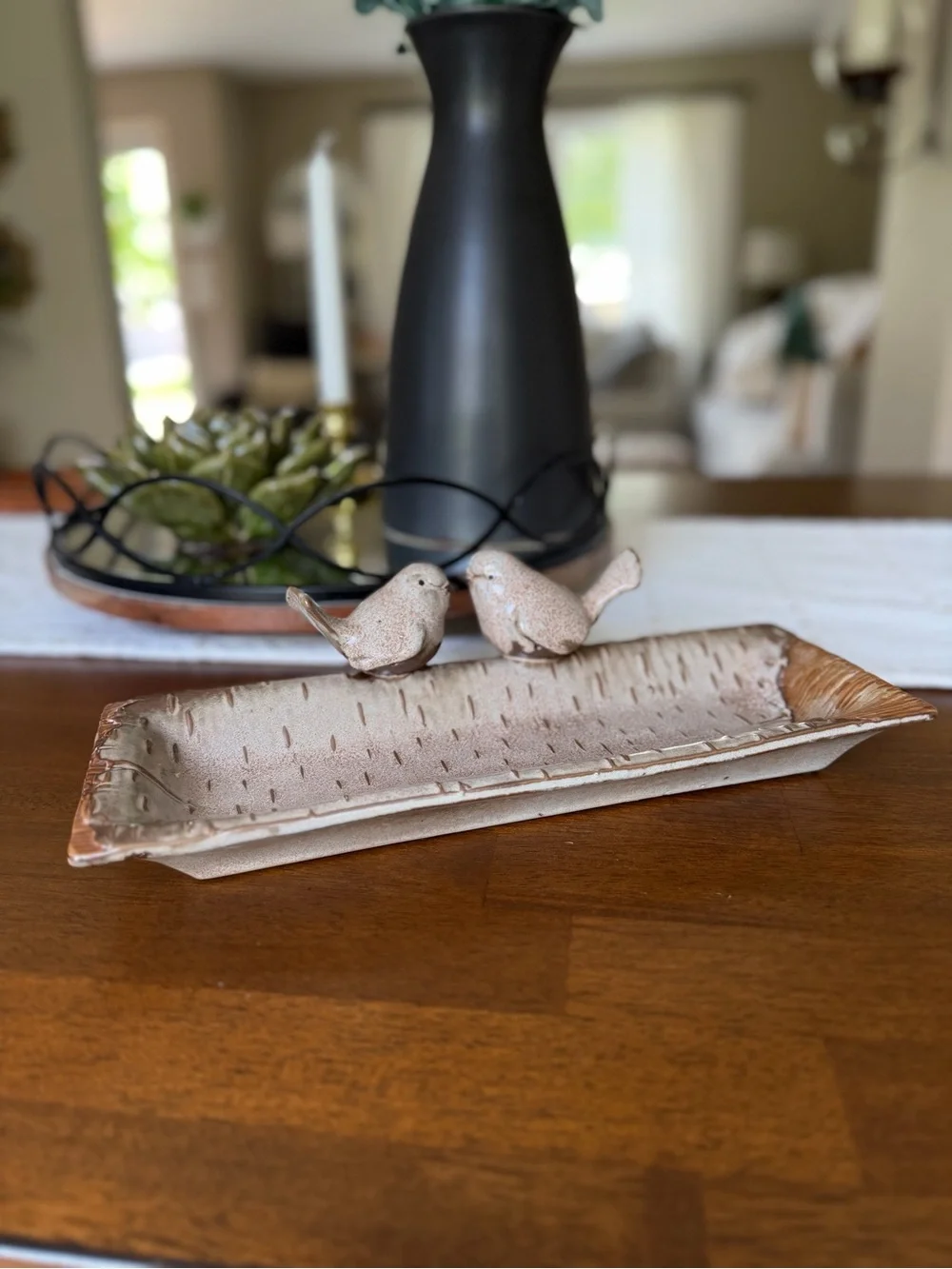 Ceramic bird feeder/tray.